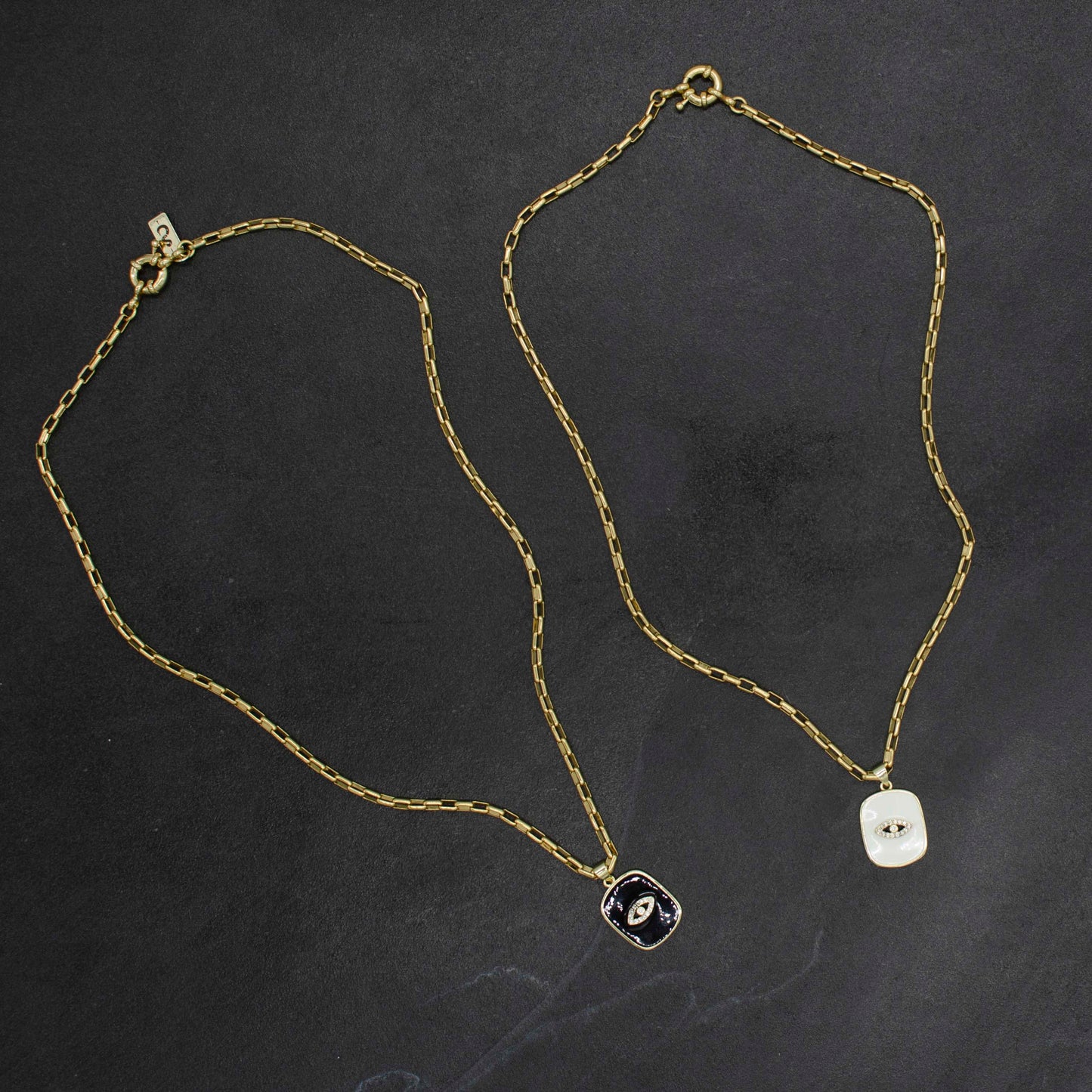 Square Enamel Evil Eye Pendant