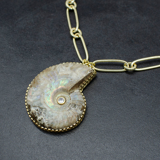 Ammonite Fossil Statement Necklace