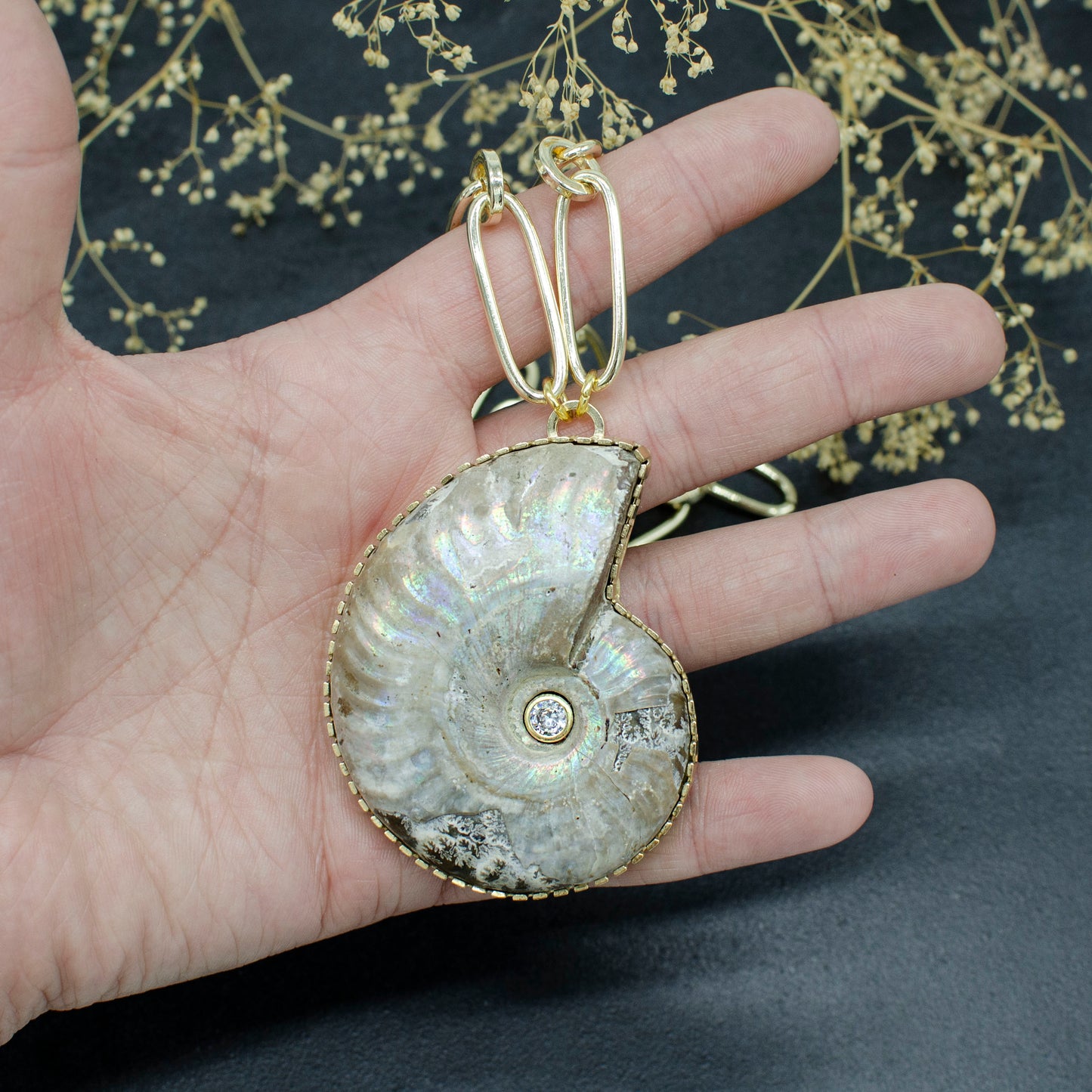 Ammonite Fossil Statement Necklace