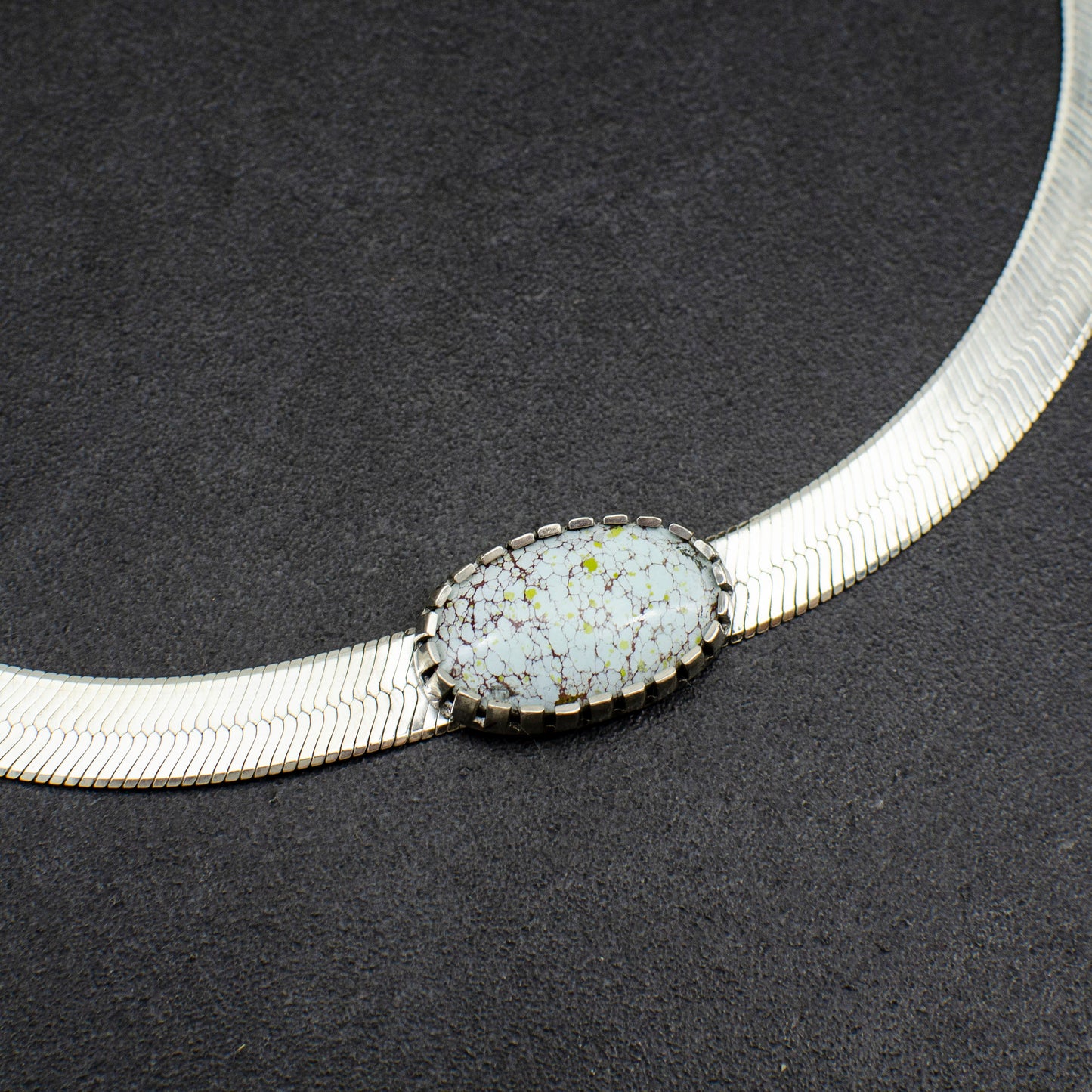 Sterling Silver Herringbone Turquoise Necklace