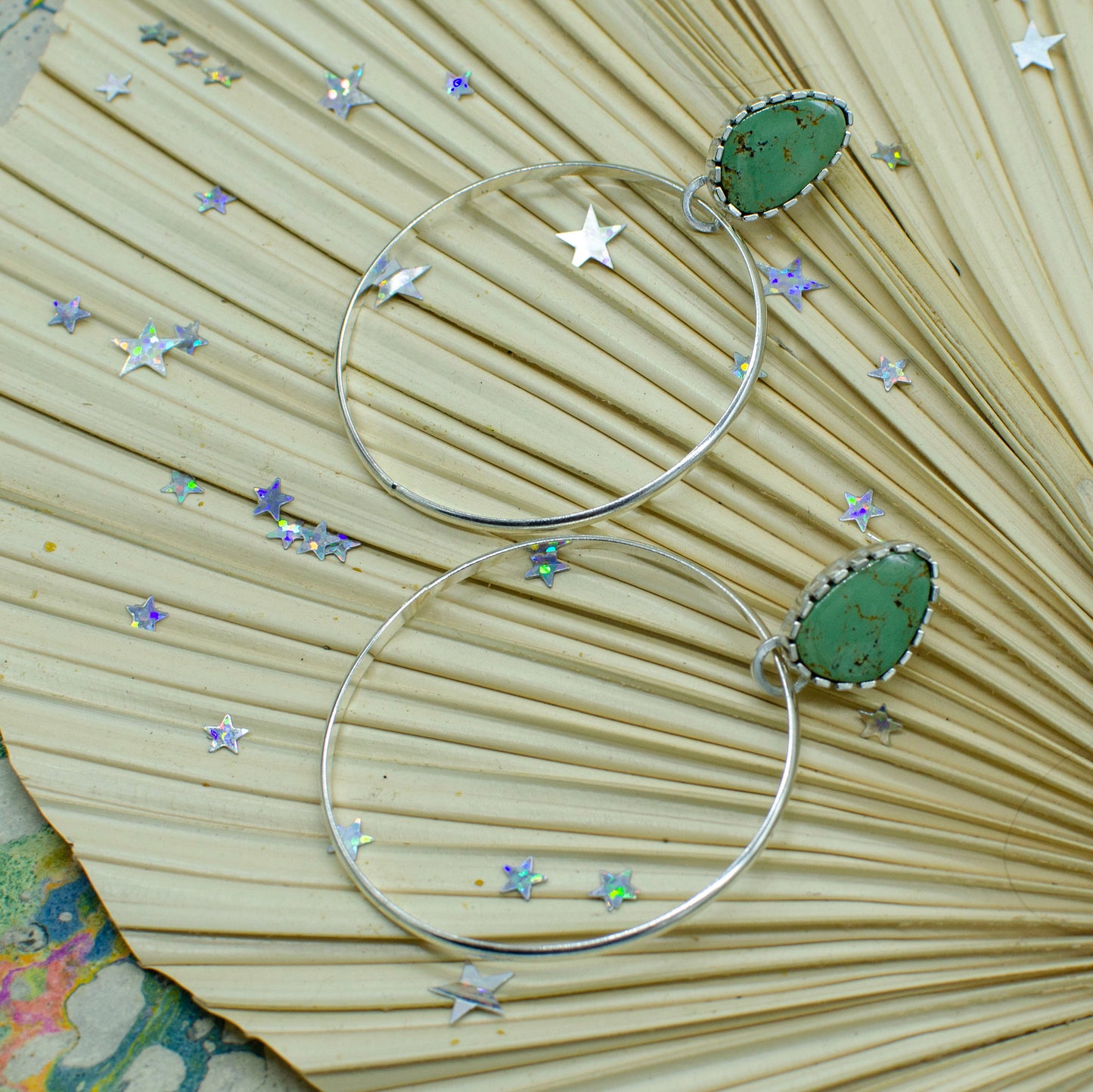 Green Turquoise Hoops