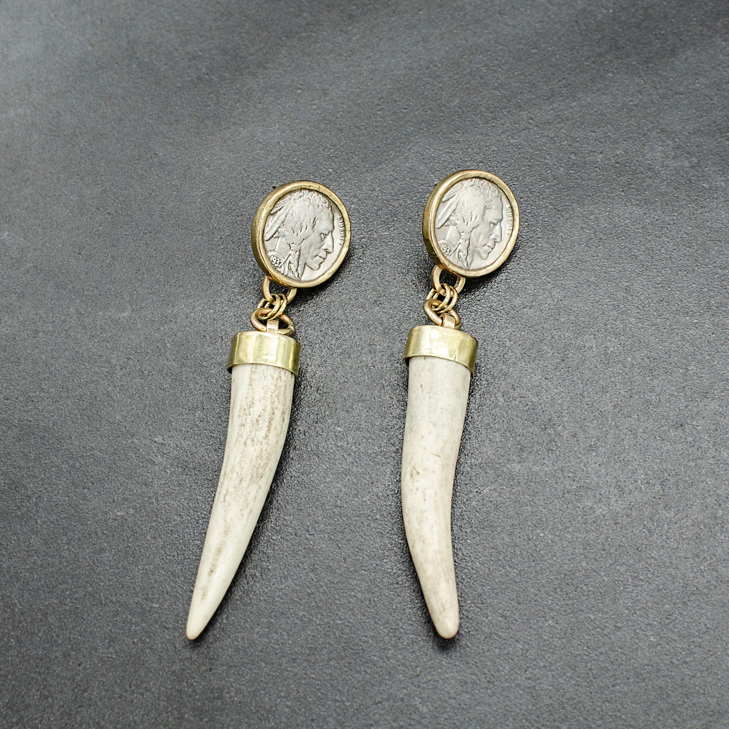 Buffalo Nickel Antler Earrings