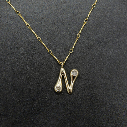 Bubble Initial Charm Necklace