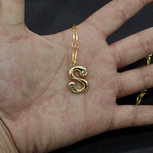 Bubble Initial Charm Necklace