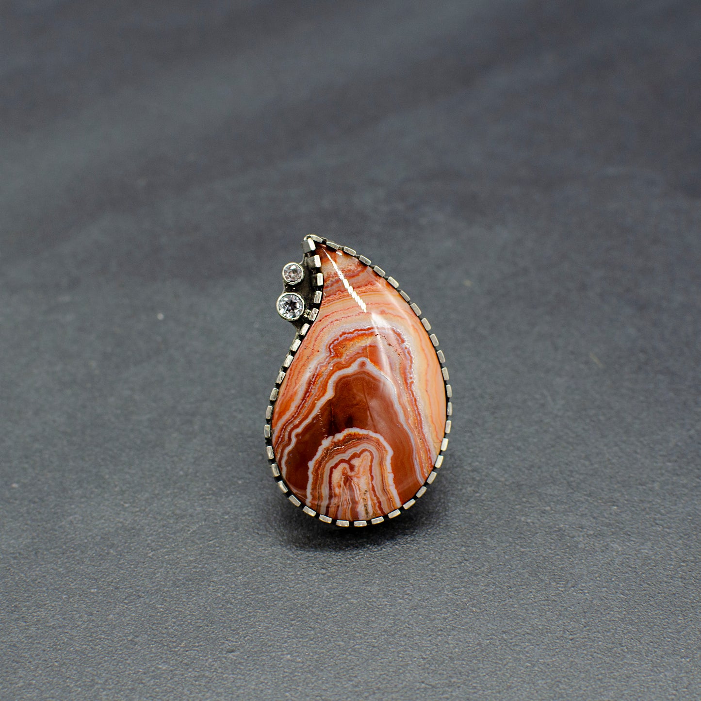 Red Lace Agate Paisley Ring