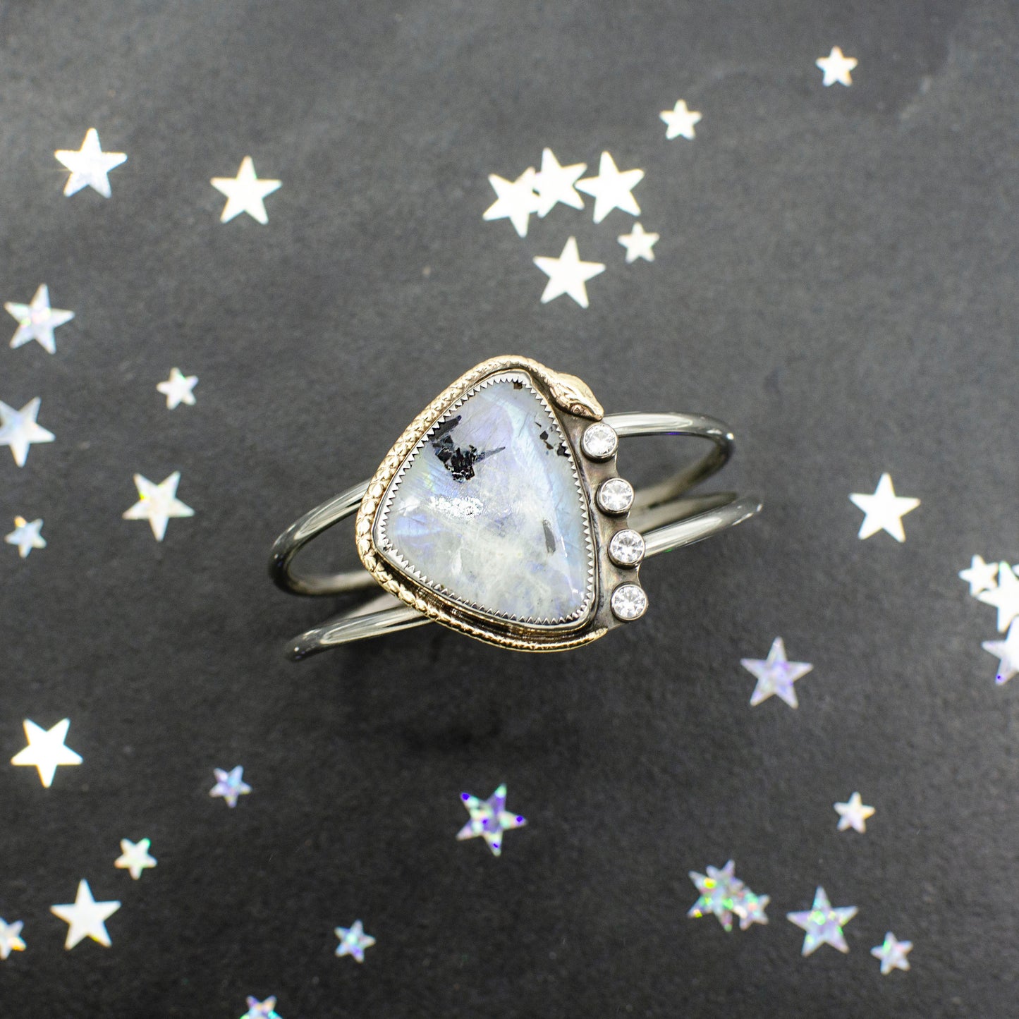 Moonstone Serpent Cuff