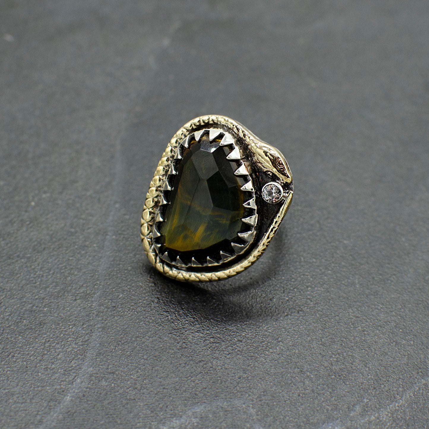 Tigers Eye Serpent Ring