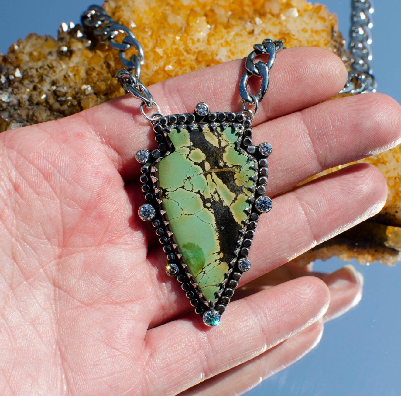 Quingu Green Turquoise Arrowhead Pendant