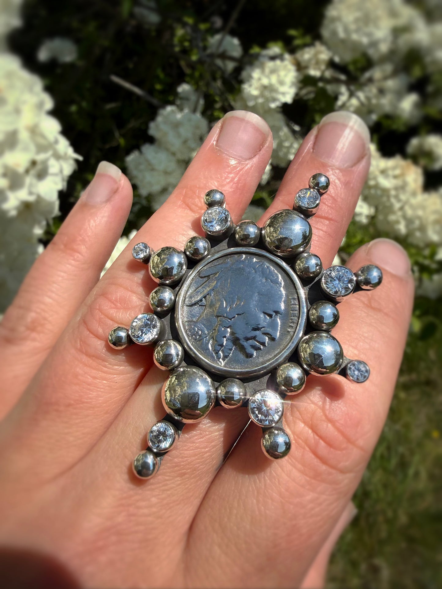 Granulation Buffalo NIckel Statement Ring