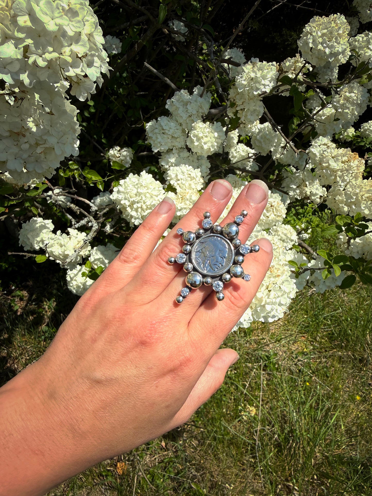 Granulation Buffalo NIckel Statement Ring