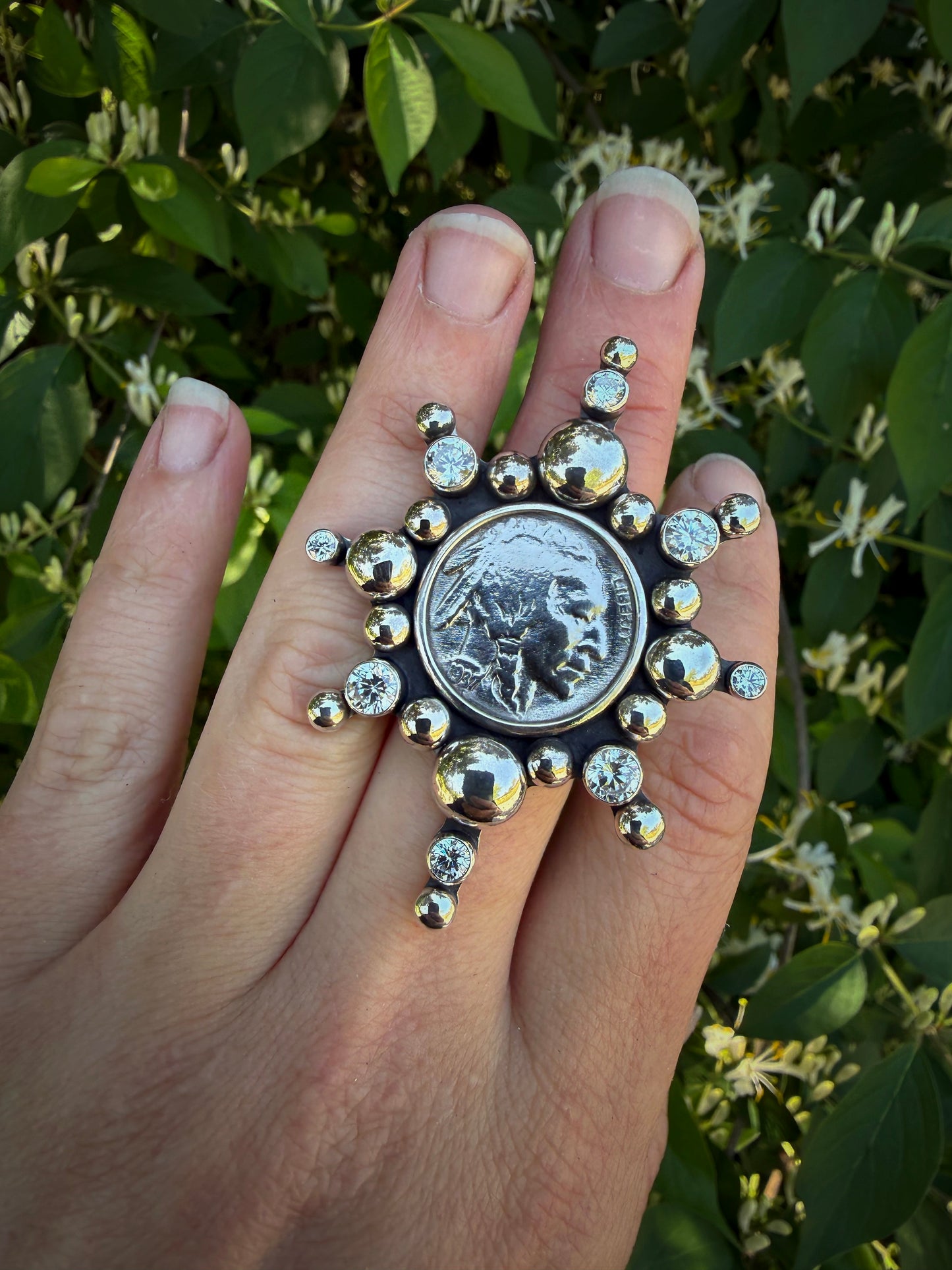 Granulation Buffalo NIckel Statement Ring