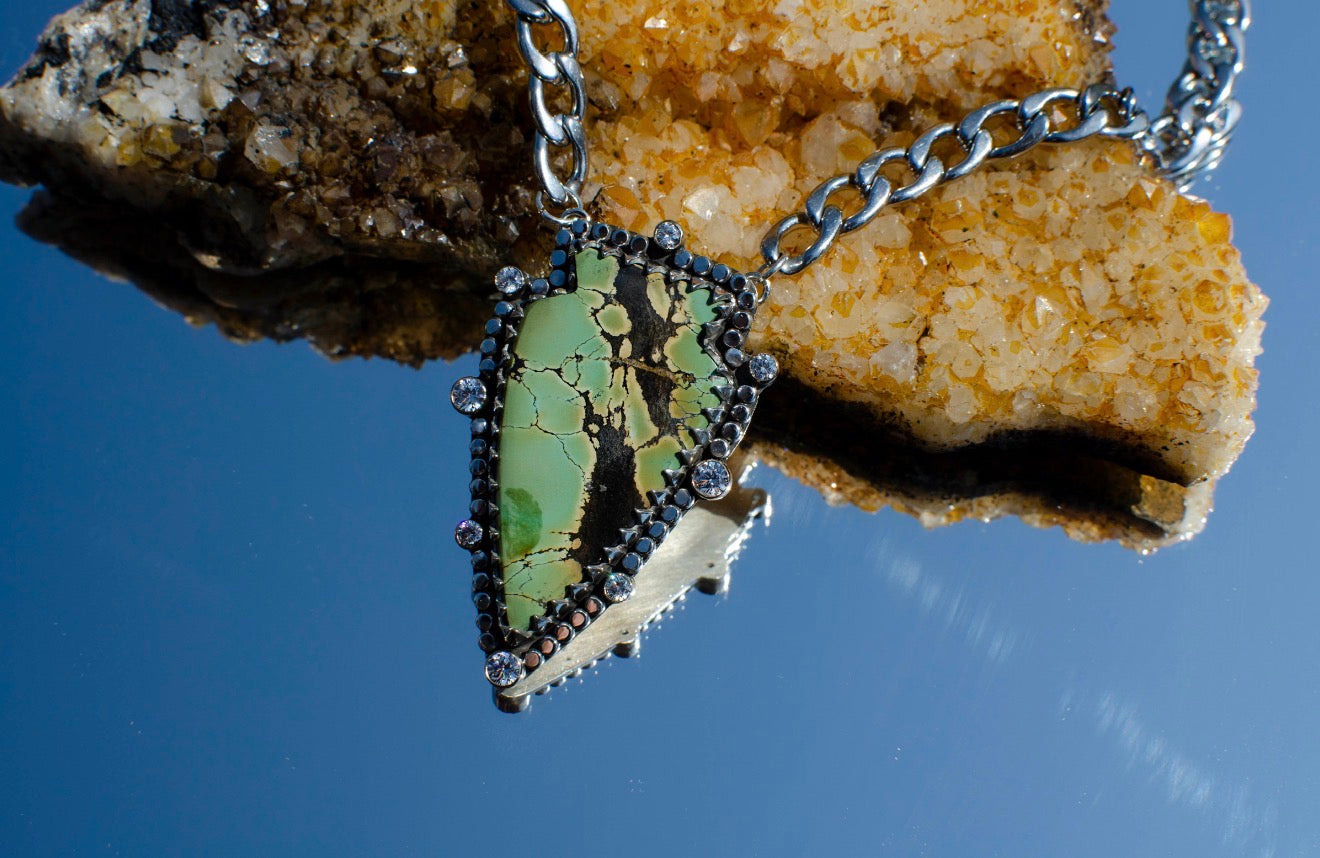 Quingu Green Turquoise Arrowhead Pendant