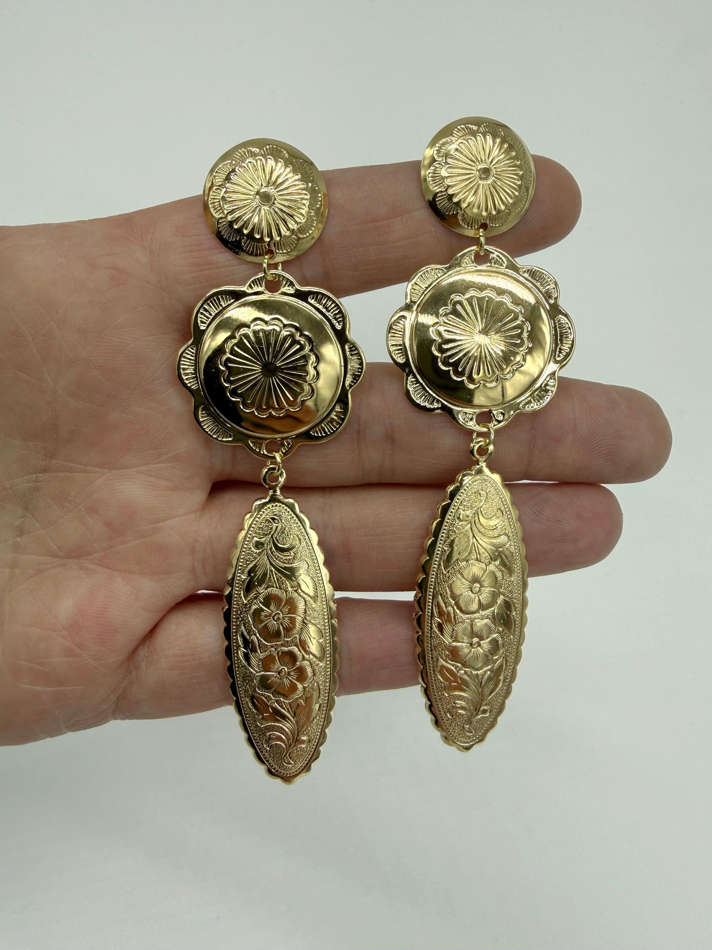 Golden Concho Statement Earrings