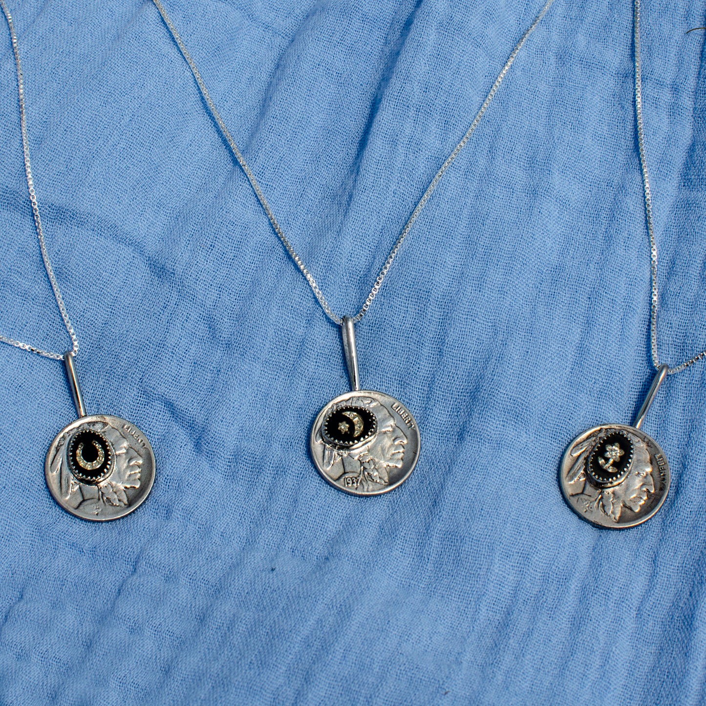 Buffalo Nickel & Vintage Glass Pendant