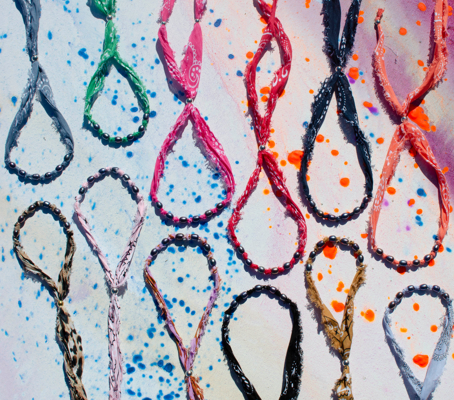 Knotted Pearl Bandana Necklace
