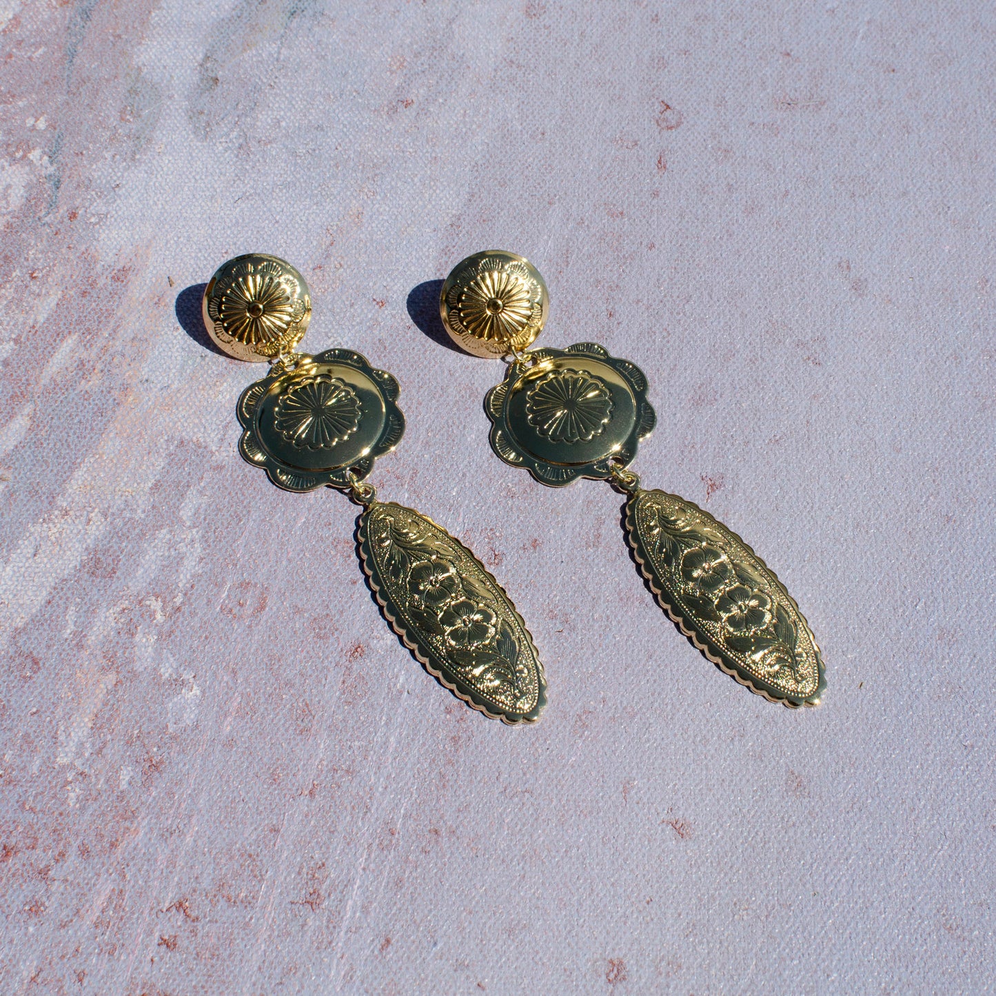 Golden Concho Statement Earrings