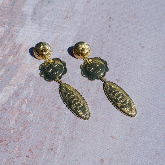 Golden Concho Statement Earrings