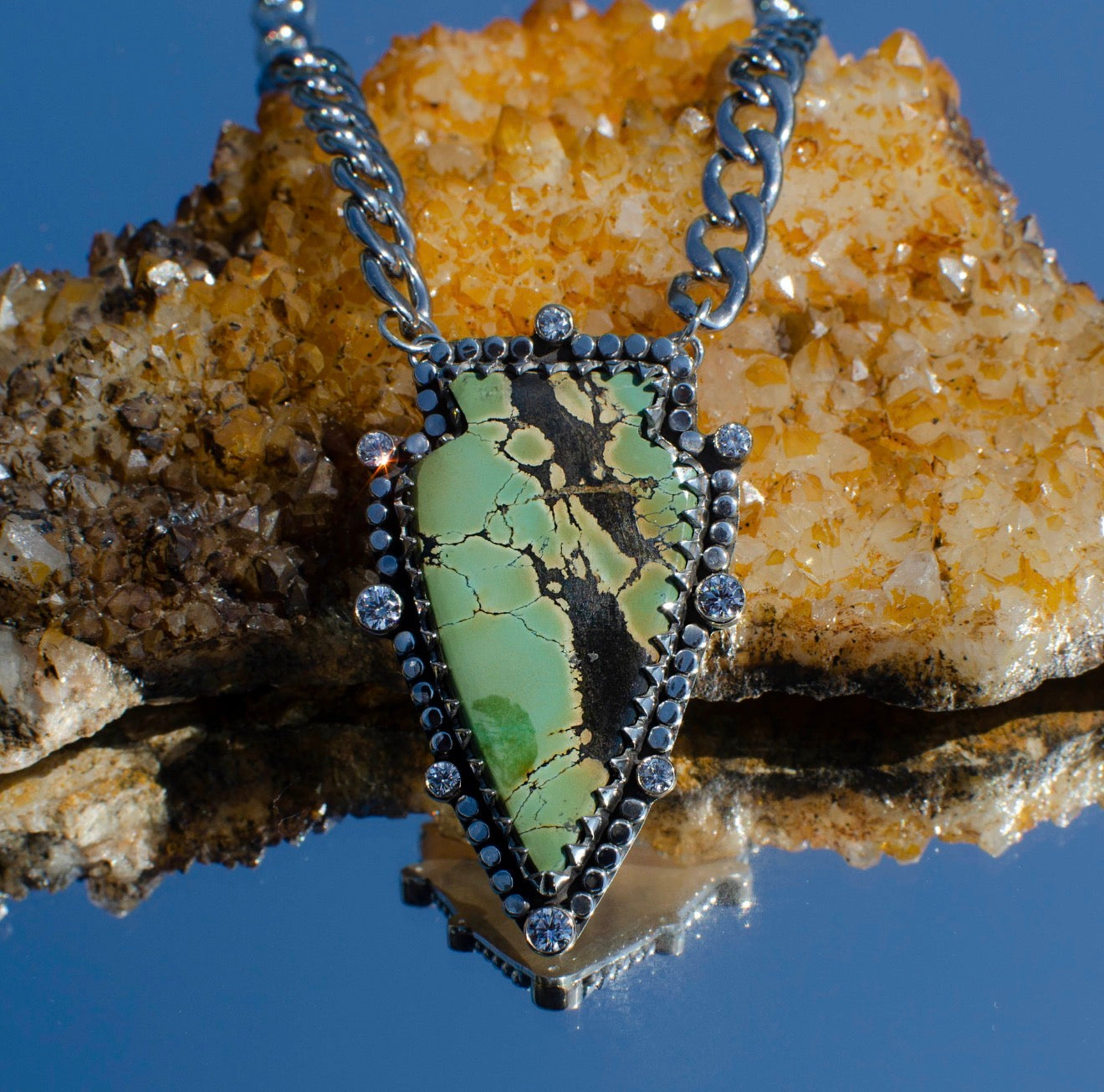 Quingu Green Turquoise Arrowhead Pendant
