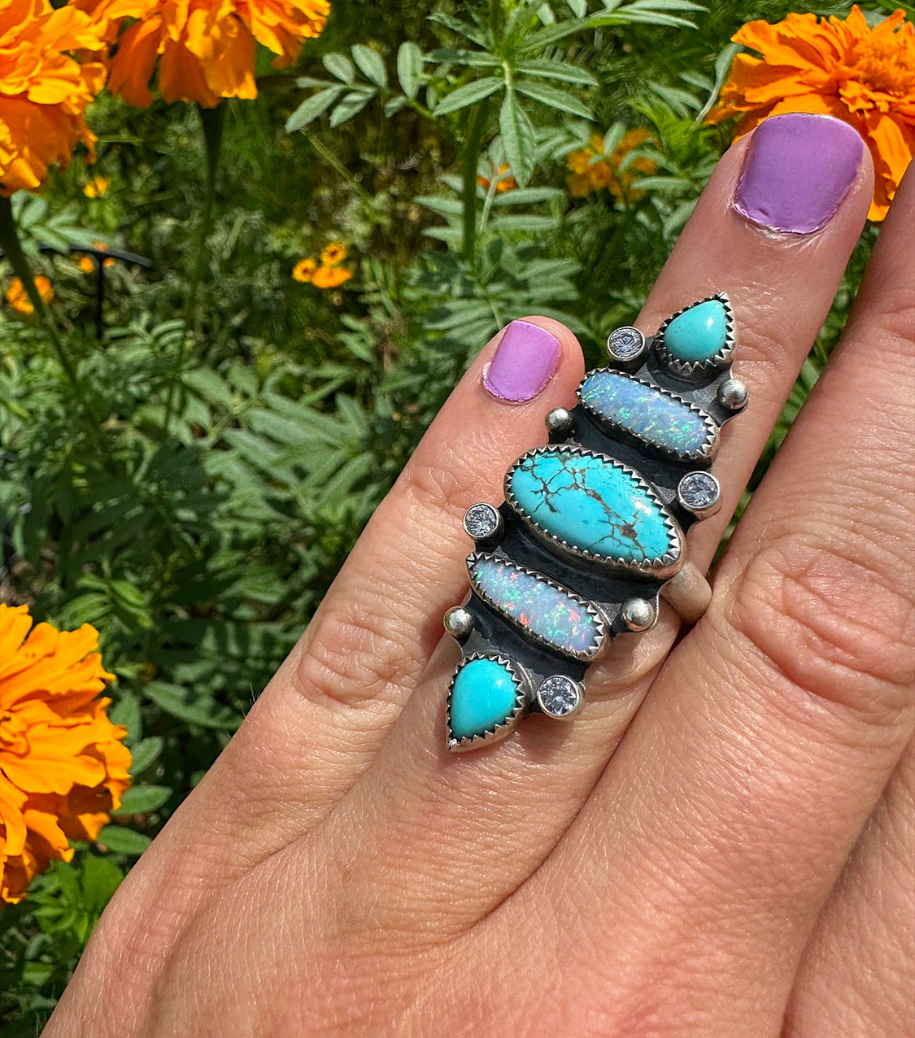 Opal & Turquoise Sparkle Ring