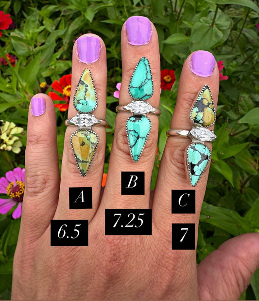 Marquise Sparkle Turquoise Rings