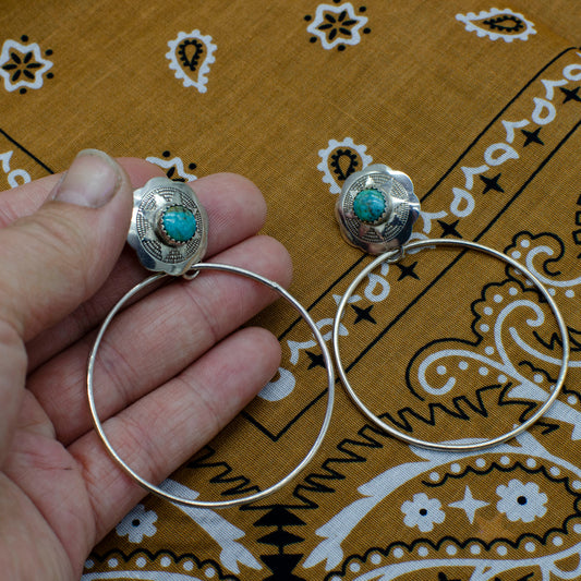 Nashville Turquoise Concho Hoops