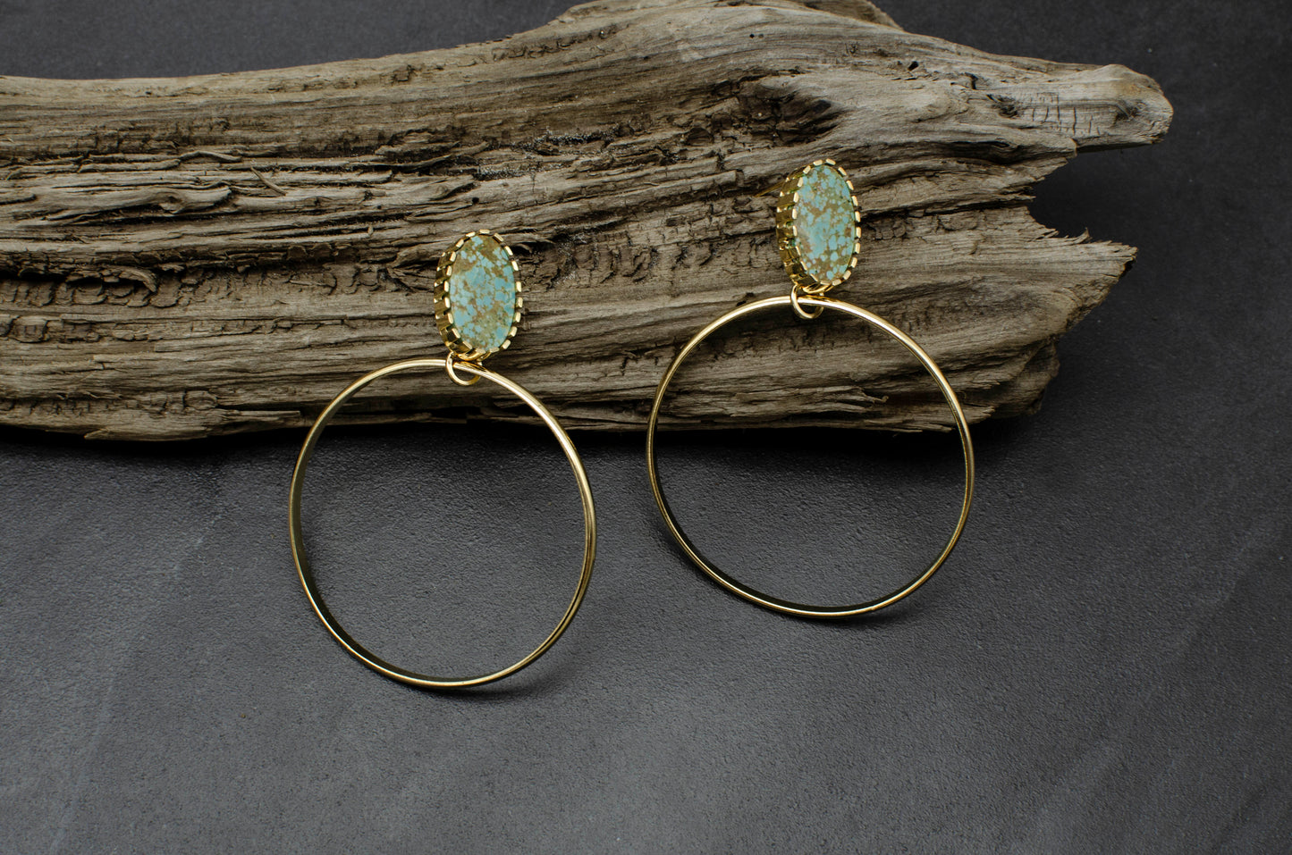 Golden Turquoise Hoops