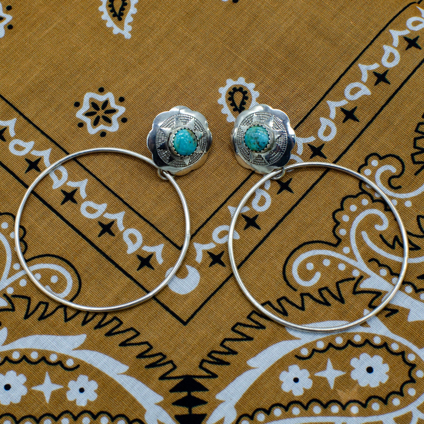 Nashville Turquoise Concho Hoops