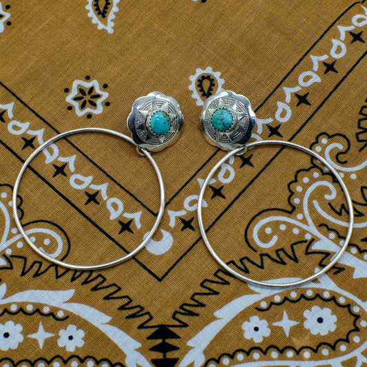 Nashville Turquoise Concho Hoops