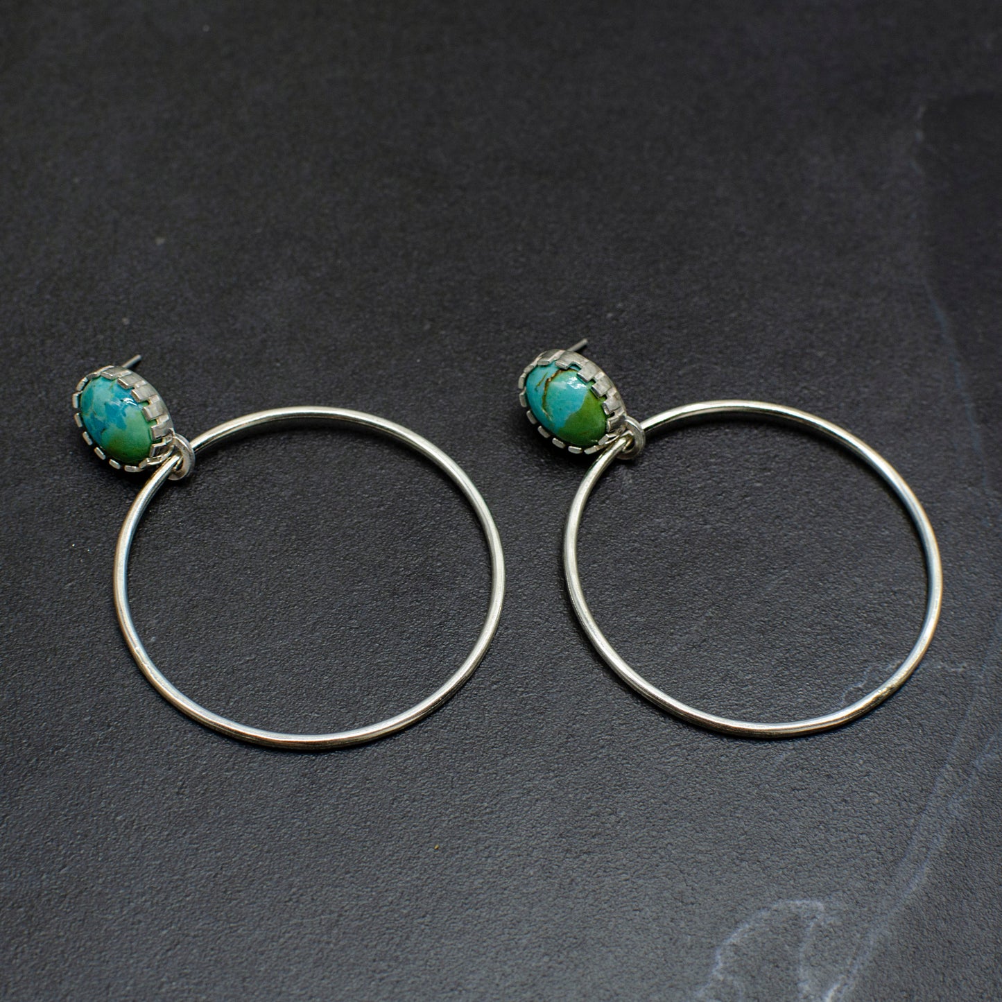Oval Green Turquoise Hoops