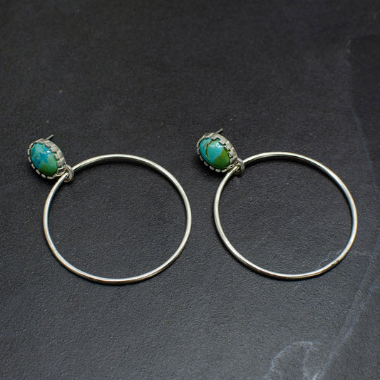 Oval Green Turquoise Hoops