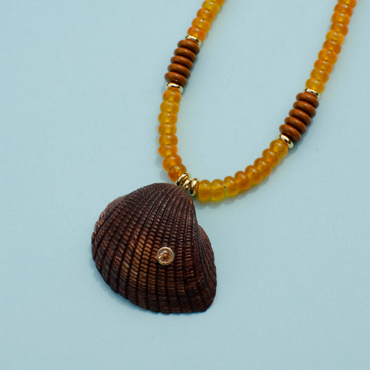 Dyed Brown Shell Beaded Necklace