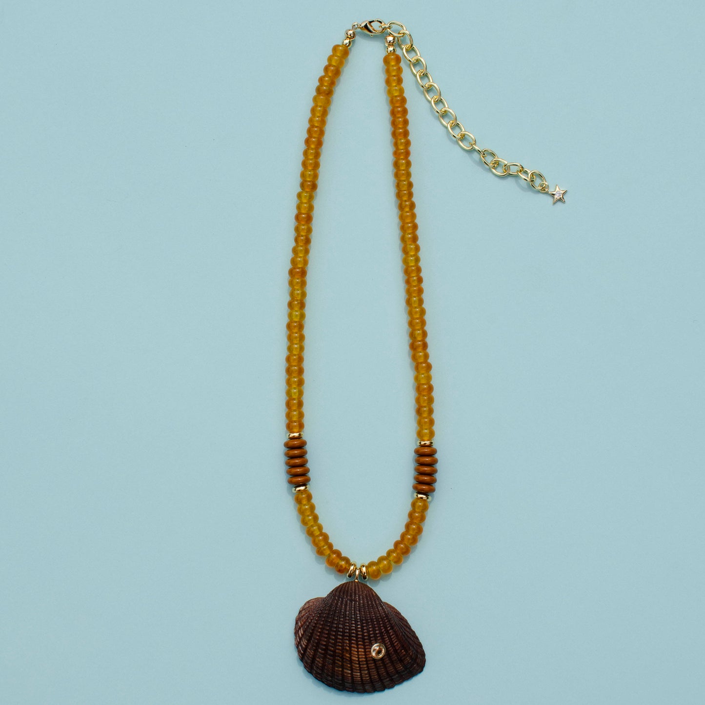 Dyed Brown Shell Beaded Necklace