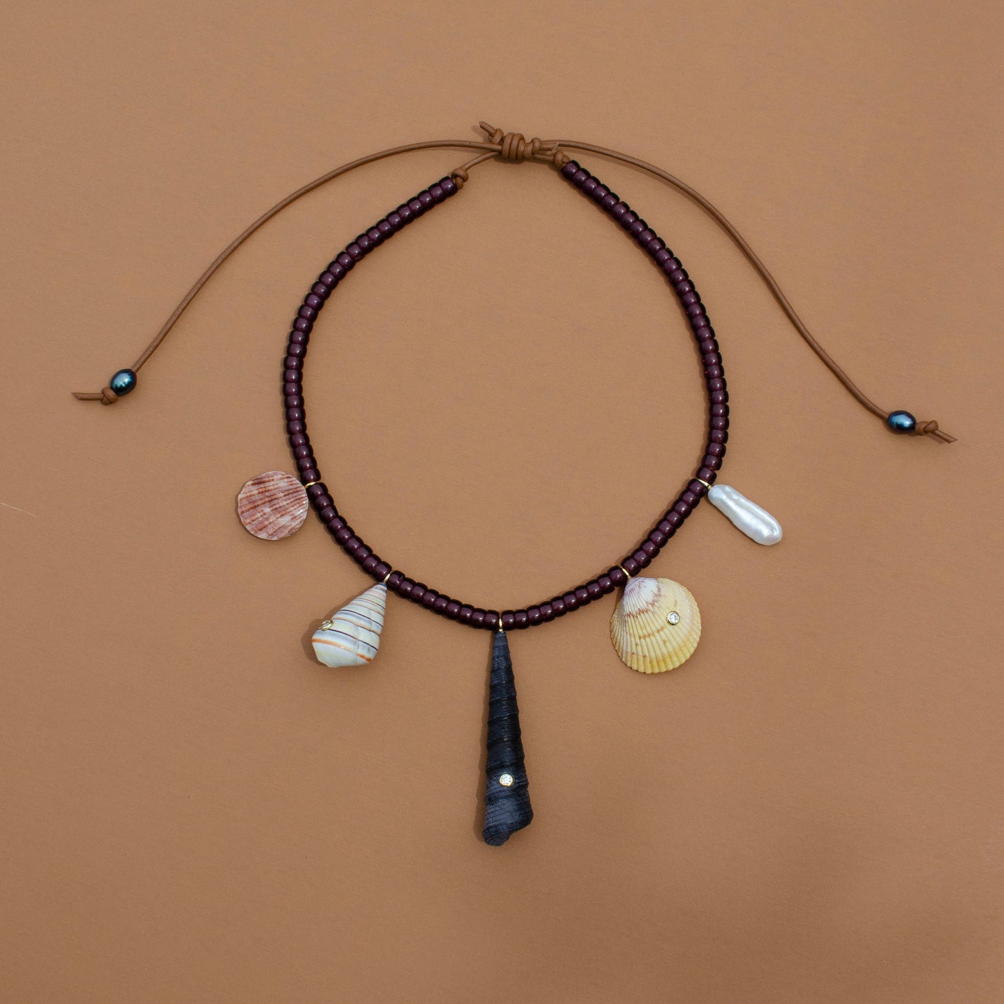 Maroon Shell Charm Necklace