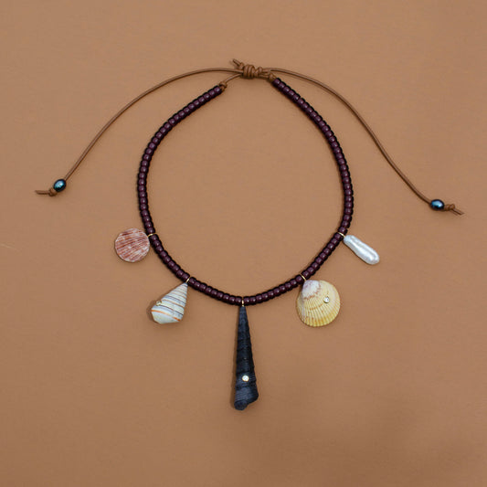 Maroon Shell Charm Necklace