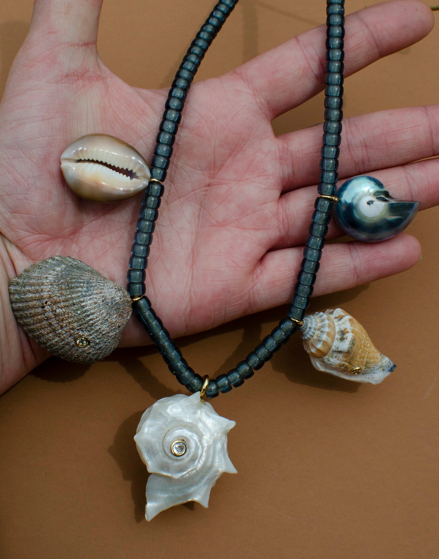 Blue/Gray Adjustable Shell Necklace