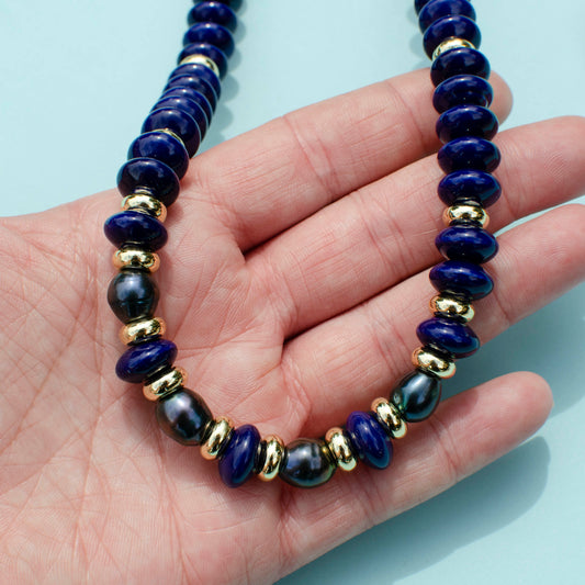 Bold Blue & Pearl Necklace