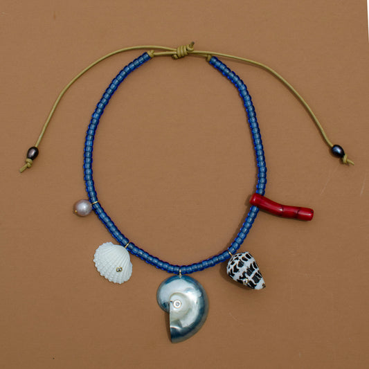 Blue Shell Charm Necklace