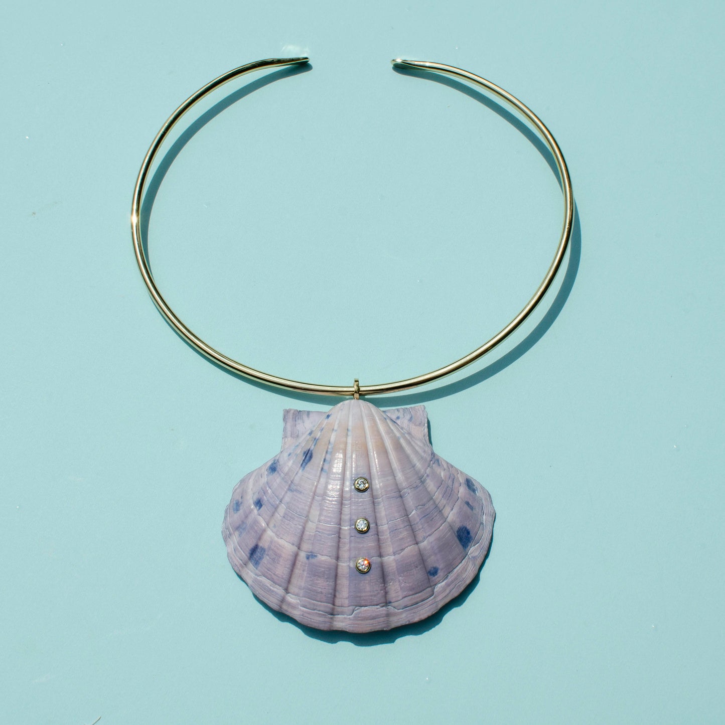 Indigo Dyed Scallop Shell Pendant