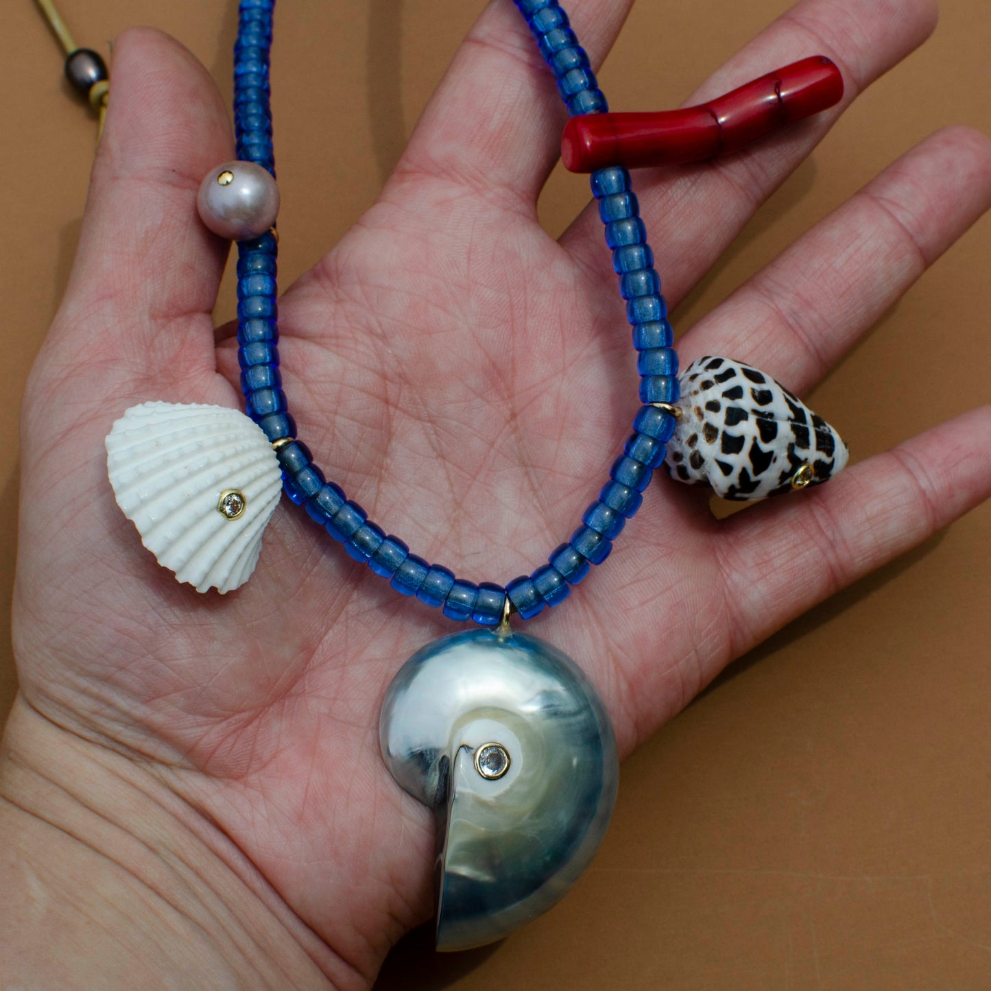 Blue Shell Charm Necklace