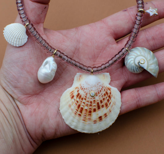 Blush Sea Shell Charm Necklace
