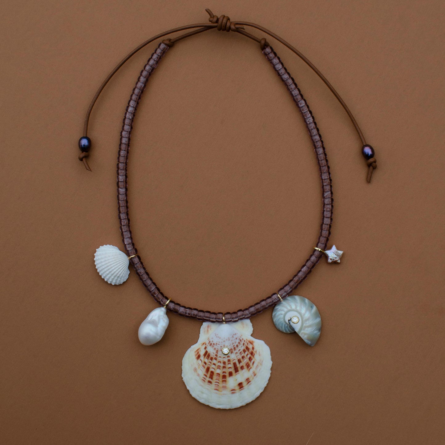Blush Sea Shell Charm Necklace
