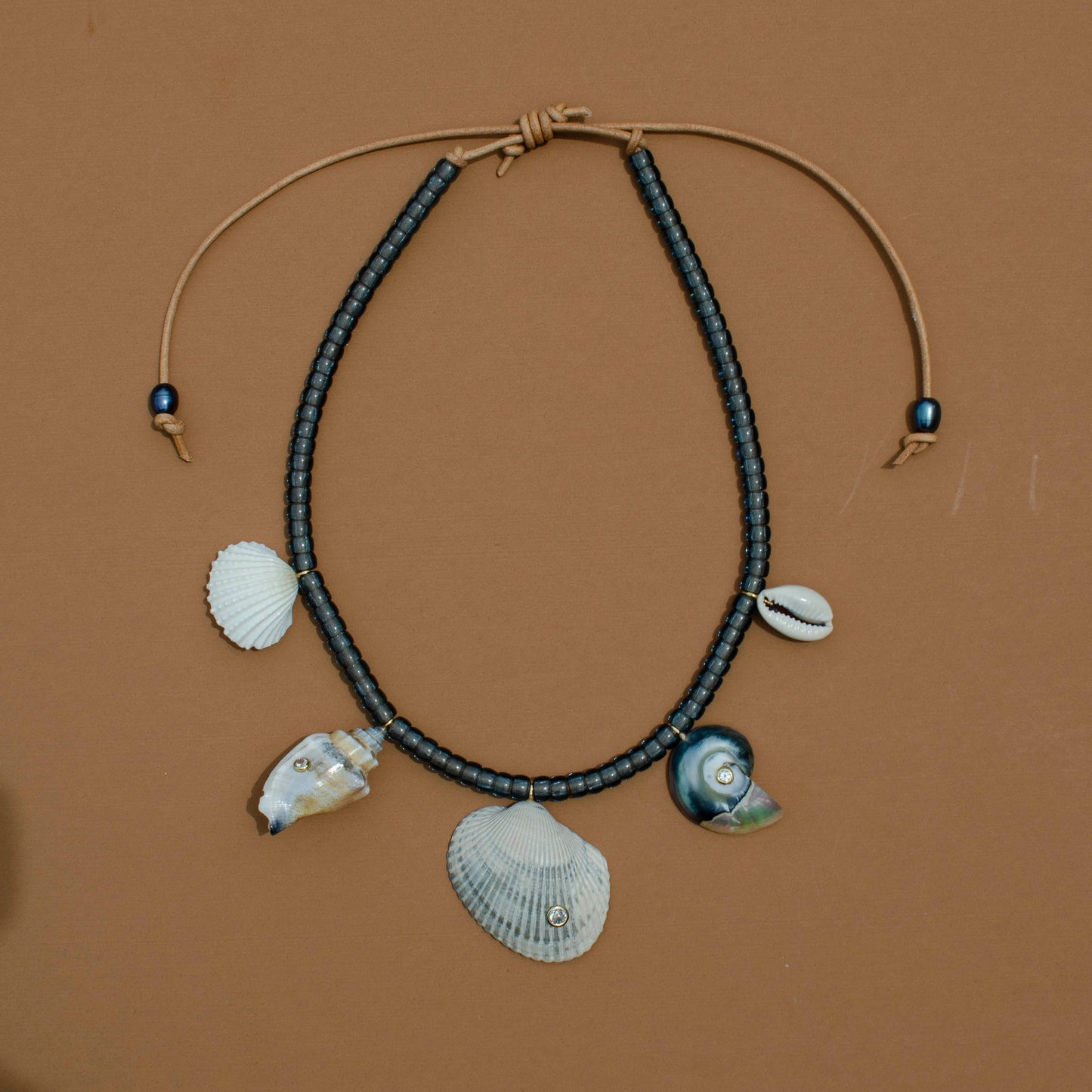 Blue/Gray Shell Charm Necklace
