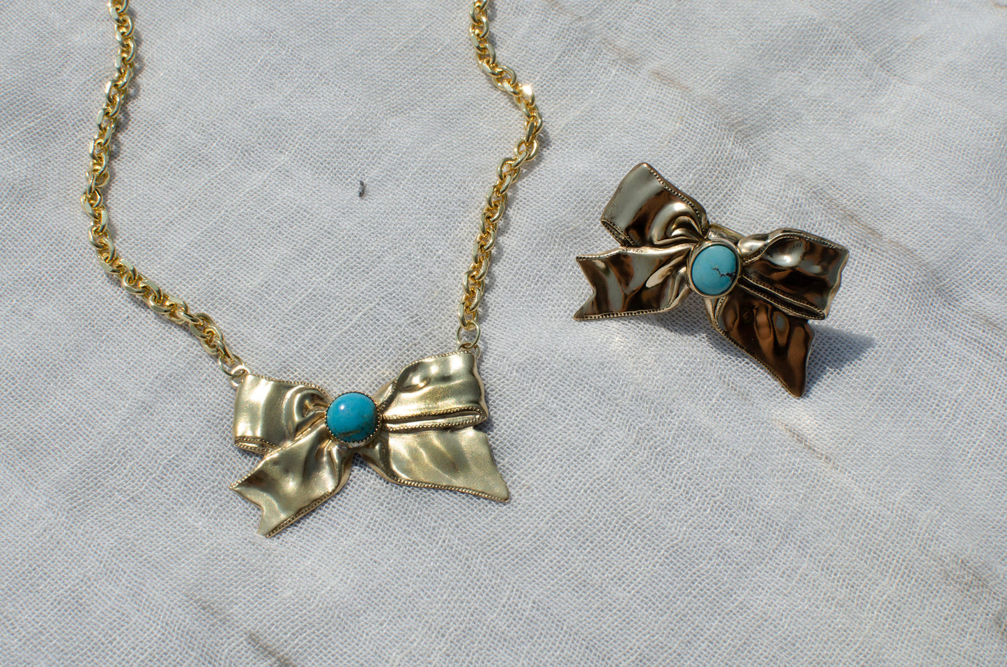 Golden Bow Necklace & Ring
