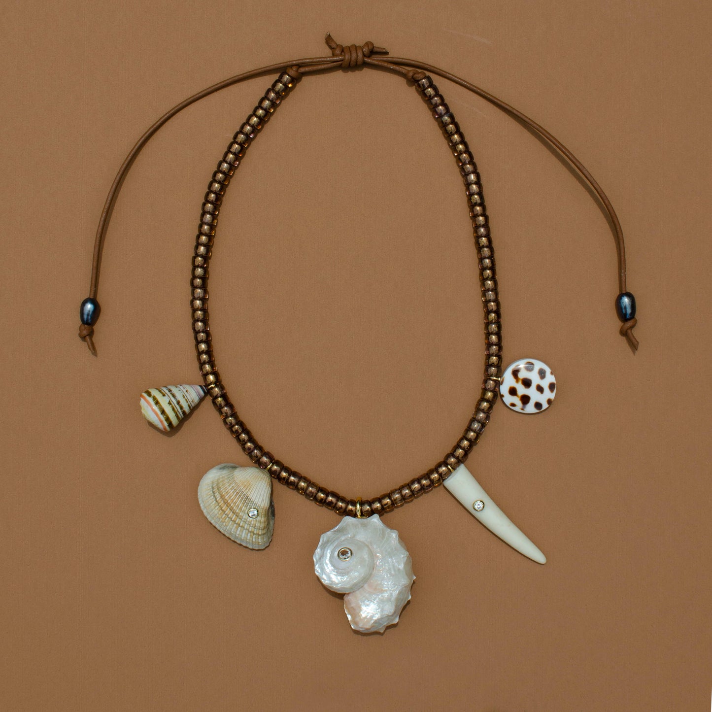Iridescent Brown Shell Charm Necklace