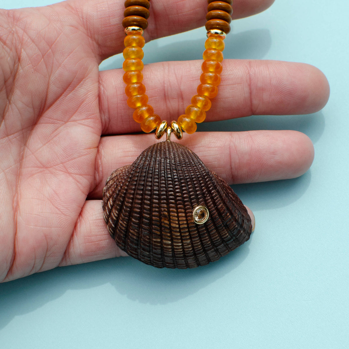 Dyed Brown Shell Beaded Necklace