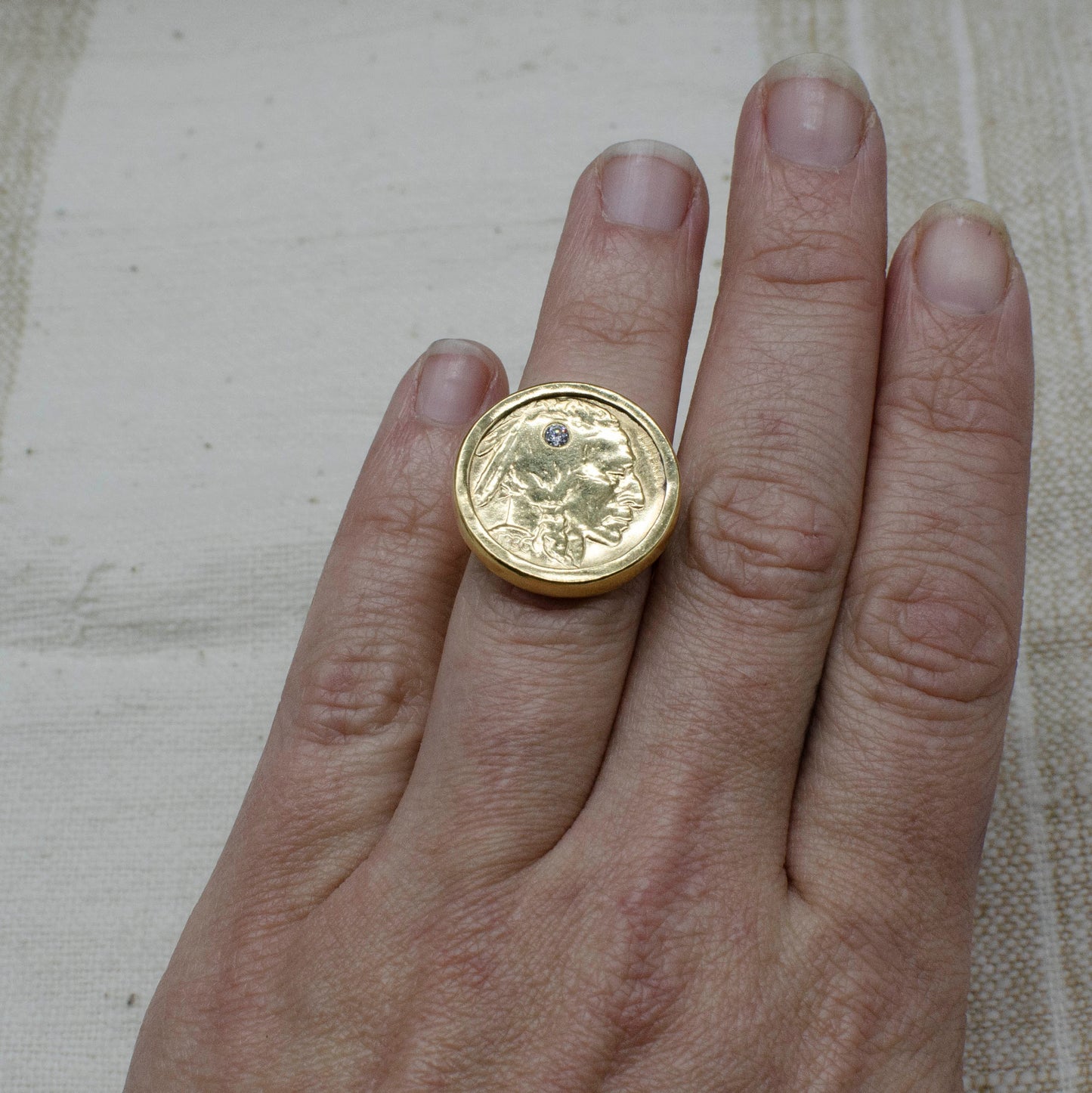 Golden Buffalo Nickel Ring