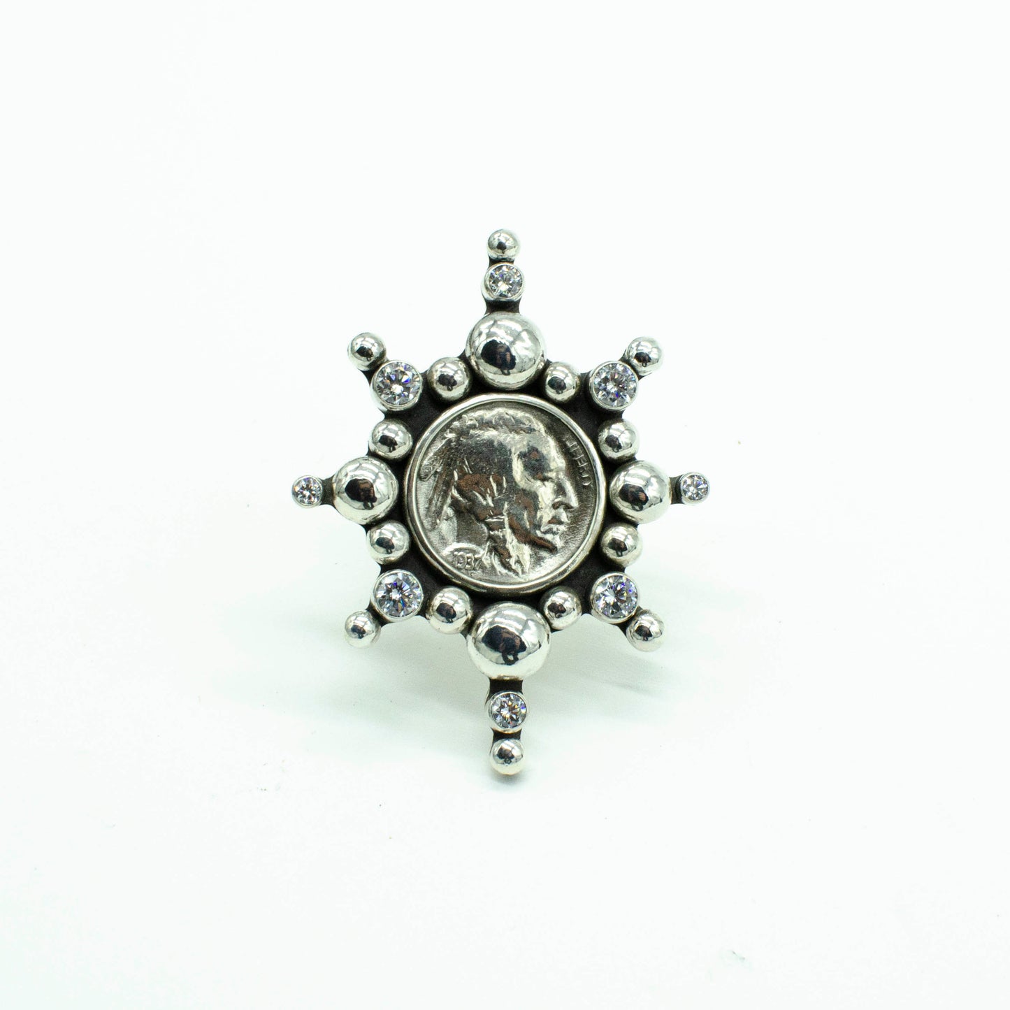 Granulation Buffalo NIckel Statement Ring