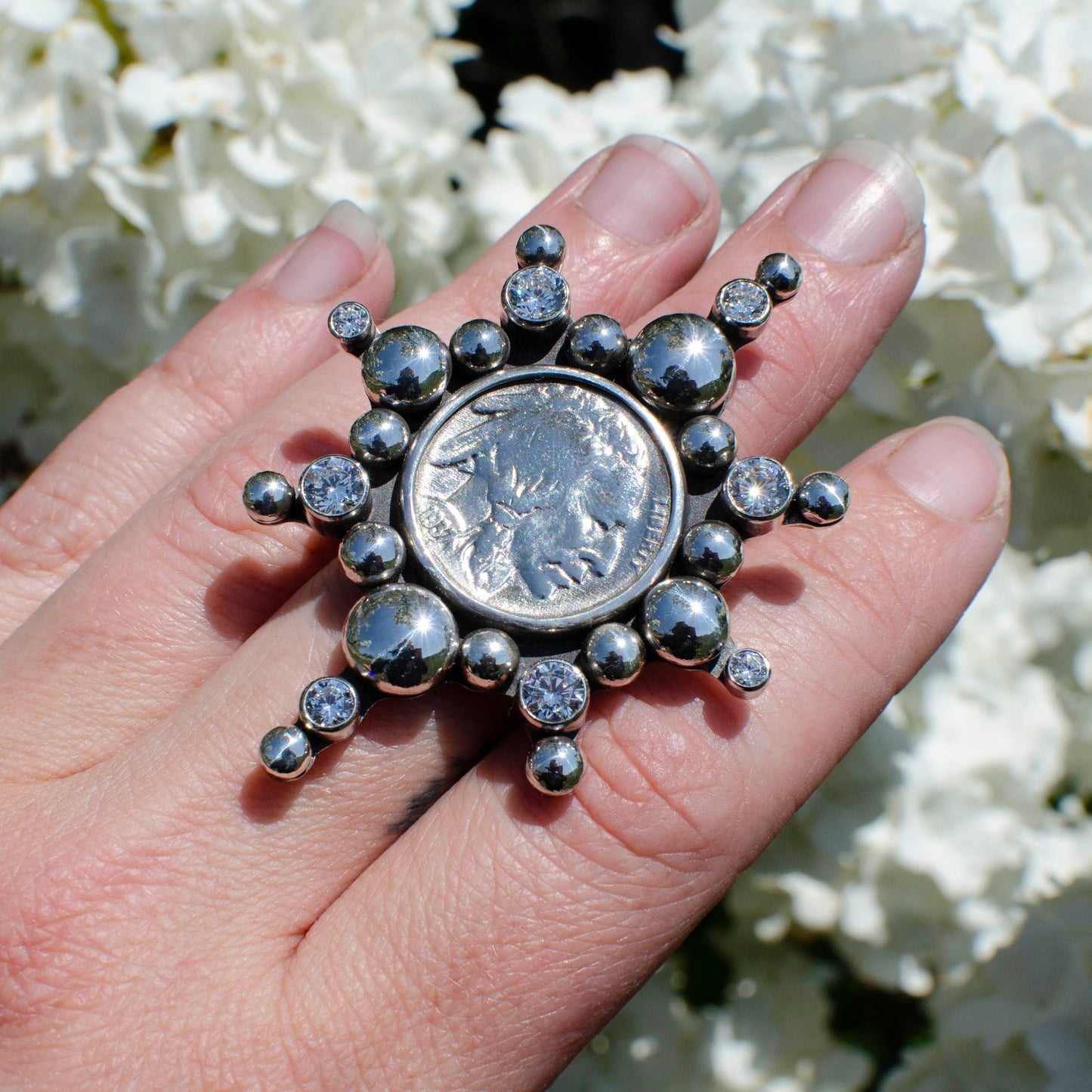 Granulation Buffalo NIckel Statement Ring