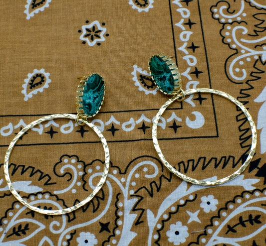 Chrysocolla Hammered Hoops
