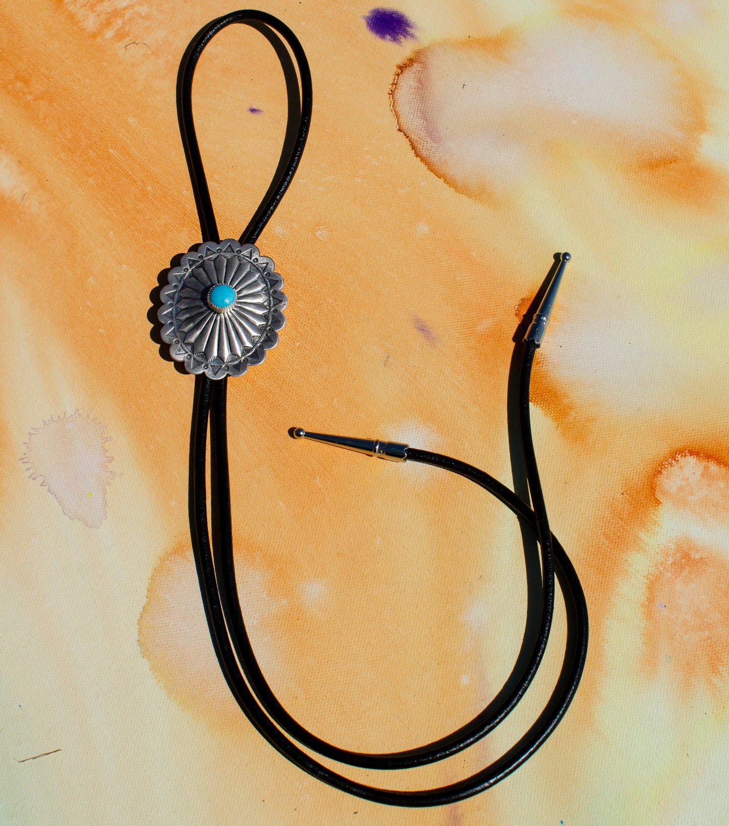 Silver and Turquoise Concho Bolo